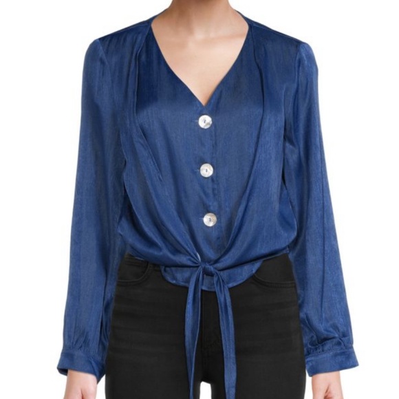 Patrizia Luca Tie Front Crop Top Black Size Small/Medium NWT - Picture 1 of 14